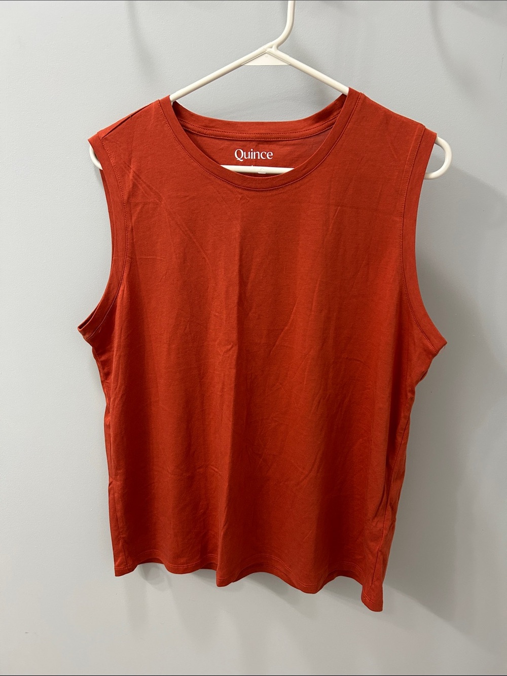 Quince Women's Dark Orange Sleeveless Crewneck Tank